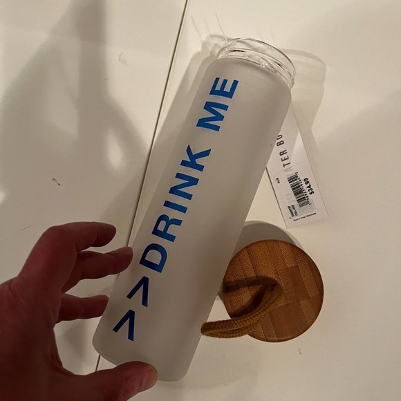 Glass Water Bottle - Eco One - Drink Me (New With Tags) (h/x) - Picture 7 of 10